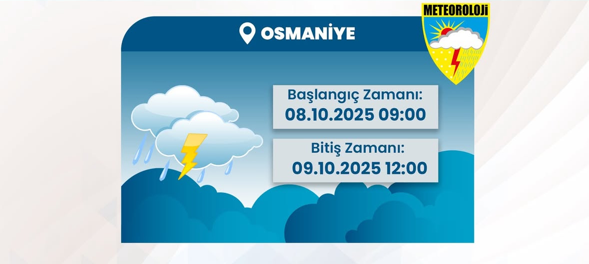 Osmaniye’de Kuvvetli Yağış Uyarısı